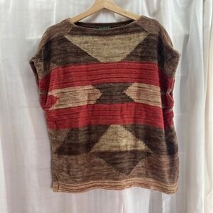 Lauren Ralph Lauren Brown and Red Geometric Sweater